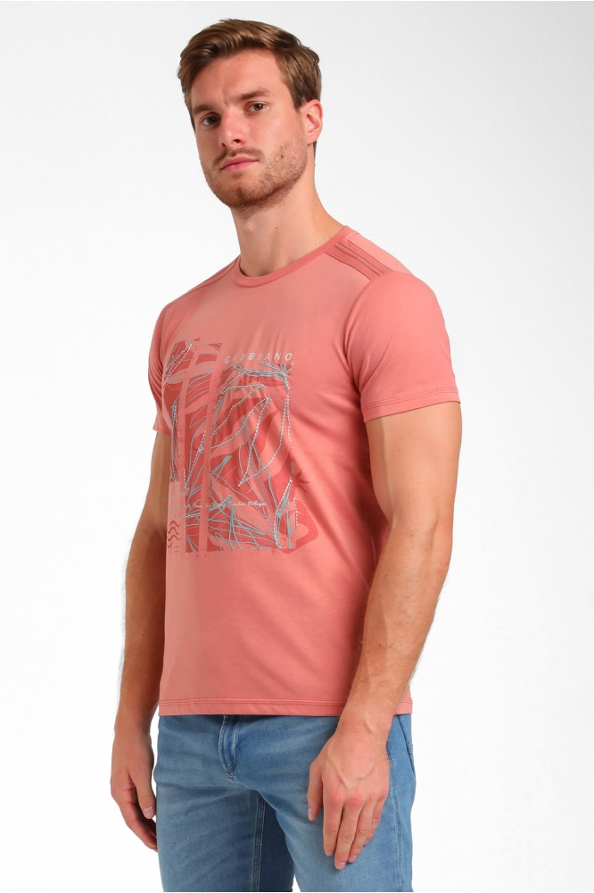 FRONT PRINTED T SHIRT 155913 SUNSET RED